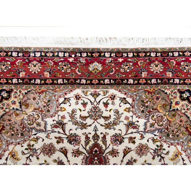 Late 20th Century Vintage Persian Silk and Wool Tabriz Rug For Sale - Image 5 of 14