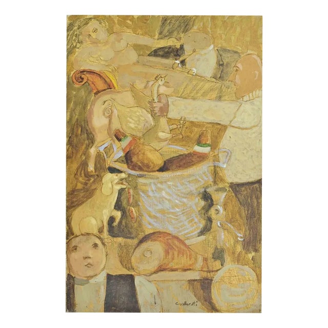 Alberto Gallerati, Thinking About Thil Ulenspiegel, Oil Painting, 1970s For Sale