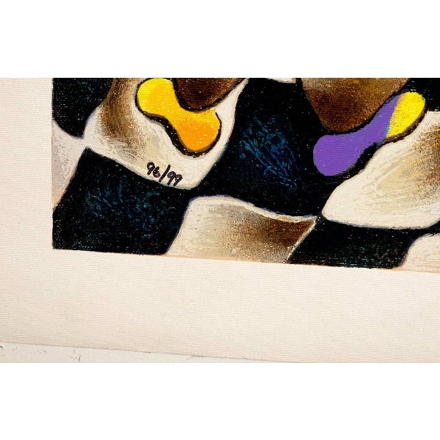 Textile David Schluss Midnight Tango Signed Embellished Serigraph Canvas 96/99 Unframed For Sale - Image 7 of 8