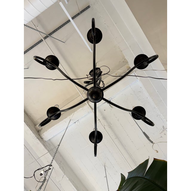 2010s Scrolling Iron Chandelier For Sale - Image 5 of 12