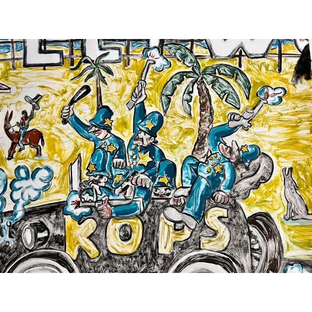 Red Grooms (American, b. 1937). Keystone Kops to the Rescue III. 2006. Triptych color monotype created by the artist with...