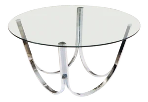 Tall Round Center Coffee Table Chrome and Glass
