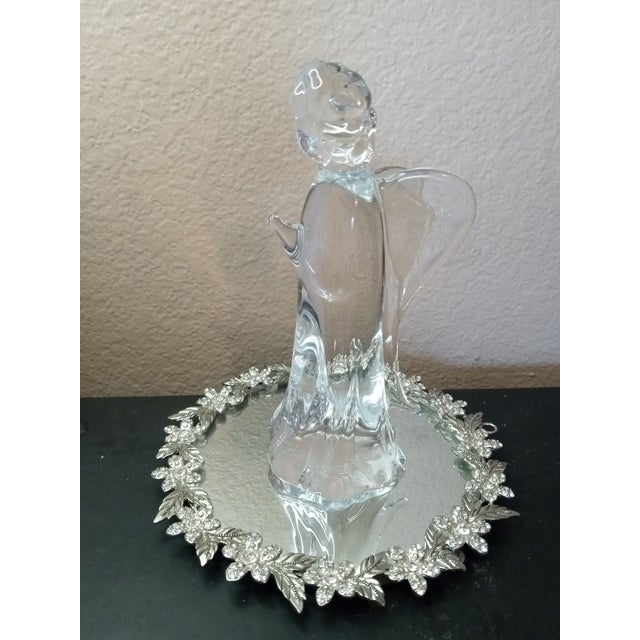 Exquisite Signed Konstglas Ronneby Sweden Crystal Cherub Angel Figurine For Sale - Image 4 of 6