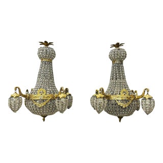 French Style Chandeliers With Gold Details Furniture - Set of 2 For Sale