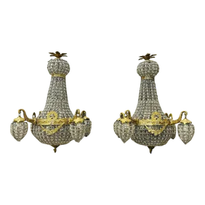 French Style Chandeliers With Gold Details Furniture - Set of 2