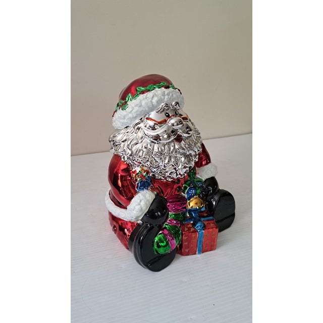 Vintage 2003 Allure Metallic Santa Cookie Jar – Retired Ceramic Christmas Décor For Sale - Image 4 of 10