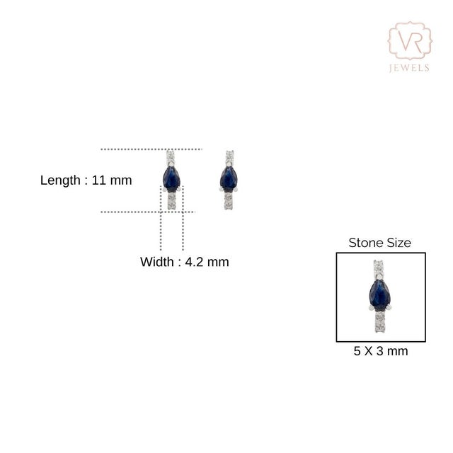 18k White Gold 1 Ct Pear-Shaped Blue Sapphire & Diamond Chic Hoop Earrings- A Pair For Sale - Image 10 of 14