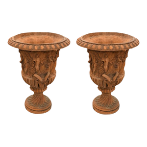 1990s Pair of Monumental Neoclassical-Style Terracotta Garden Urns