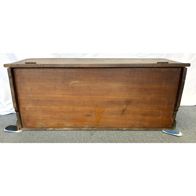 Brown Early 20th Century Handmade Wood Blanket Chest With Hinged Lid For Sale - Image 8 of 18