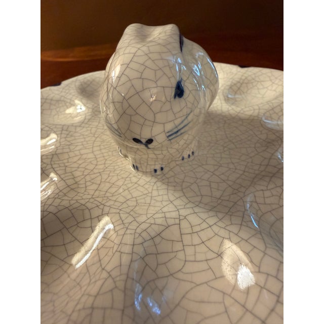 Vintage Potting Shed Dedham Bunny Deviled Egg Platter 8.5" - Crackle Glaze For Sale - Image 4 of 9