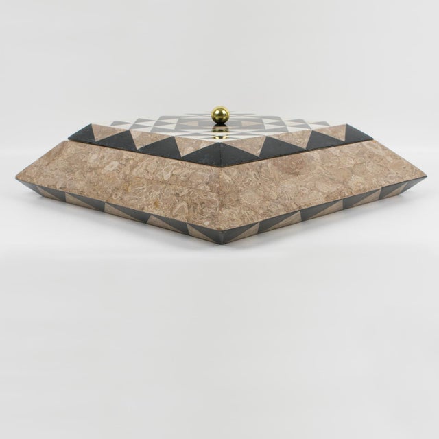 Maitland - Smith Maitland-Smith Oversized Tessellated Marble Stone Box, circa 1980 For Sale - Image 4 of 16