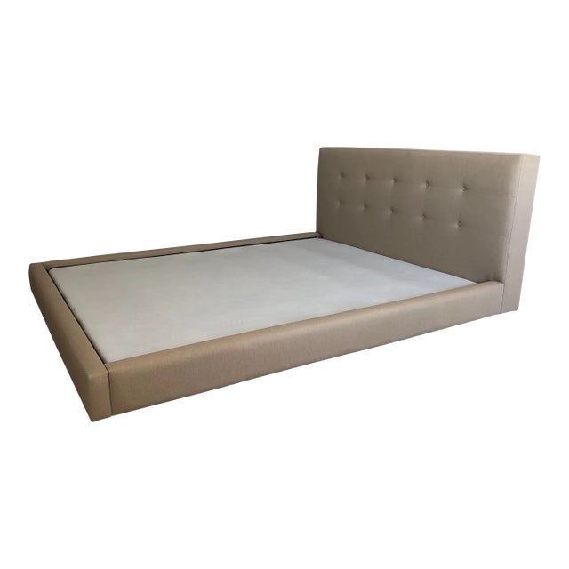 Crate and Barrel Upholstered Queen Size Platform Bed For Sale
