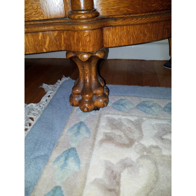 1920s Victorian Golden Tiger Oak Curio Curved 3 Bow Front For Sale - Image 9 of 18