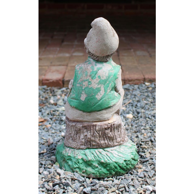 English Mid-20th Century English Cast Stone Seated Garden Gnome For Sale - Image 3 of 6