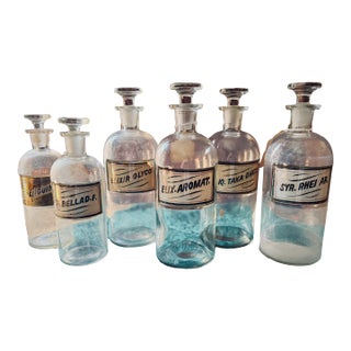 Set of 6, Antique Apothecary Bottles For Sale