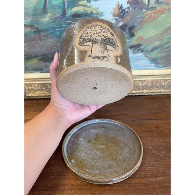 Handmade PNW Wheel-Thrown Signed Planter With Dish. For Sale - Image 9 of 10