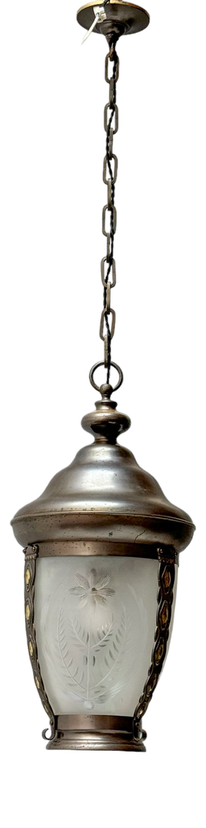 Art Nouveau Patinated Brass Hall Lantern, 1900s