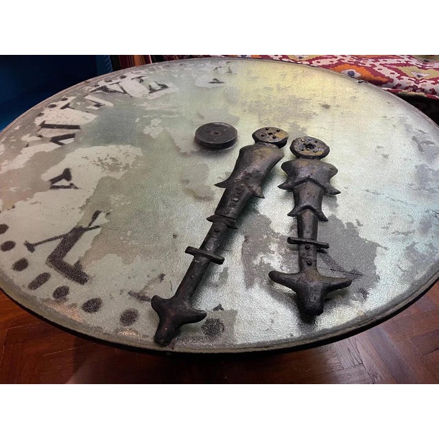 French Antique French Hand-Painted Tower Clock Face For Sale - Image 3 of 10