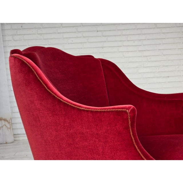 Mid-Century Modern Danish Armchair in Velour with Ash Legs, 1960s For Sale - Image 3 of 18