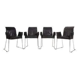 Mexico Chairs in Black Leather and Chrome from KFF For Sale