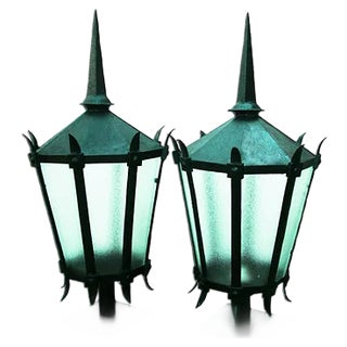 Large 19th-Century Iron Lanterns, 1890s, Set of 2 For Sale