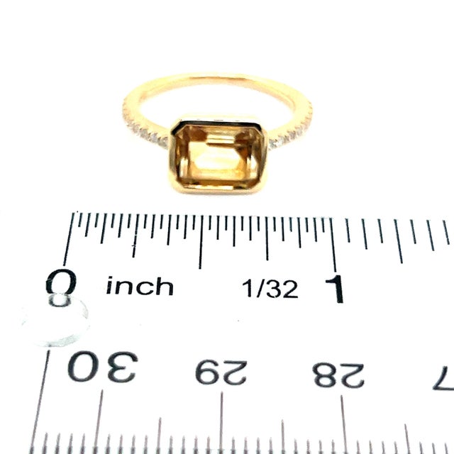 Natural Citrine Diamond Ring 6.5 14k Yellow Gold 2.45 TCW Certified For Sale - Image 4 of 5
