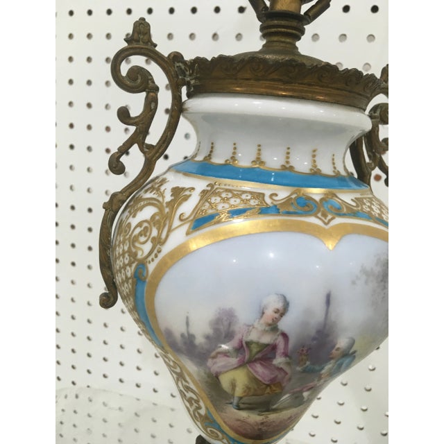Ceramic Antique Serves Lamp For Sale - Image 7 of 9