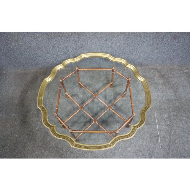 Mid 20th Century Mid Century Bamboo & Brass Coffee Table For Sale - Image 5 of 8
