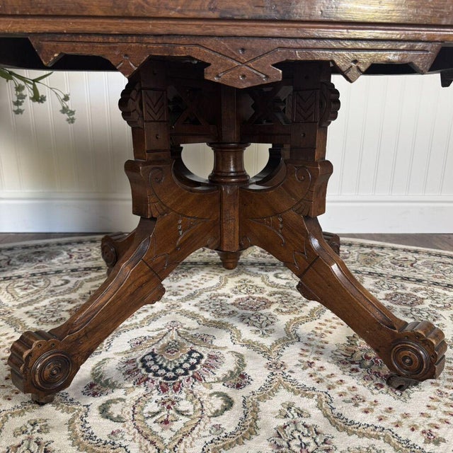 Antique Victorian Marble Top Walnut Side Table For Sale - Image 11 of 13