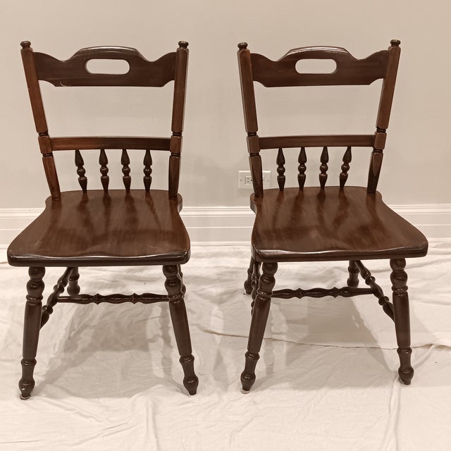 Vintage Children's Windsor Style Solid Wood School Desk Chairs/Farm House Chairs - A Pair. Great For a Kid's Play/Study...