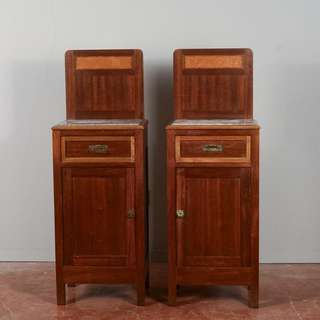 Bedside Tables with Gray Marble Top, 1930s, Set of 2 For Sale - Image 15 of 18