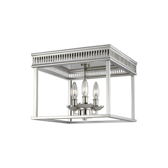 Transitional Sean Lavin by Visual Comfort Studio Woodruff Flush Mount, Polished Nickel For Sale - Image 3 of 3
