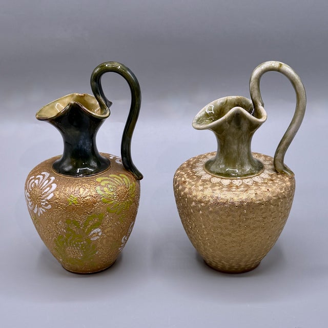 Antique Art Nouveau Stoneware Vases from Royal Doulton Lambeth, 1890s, Set of 2 For Sale - Image 13 of 18