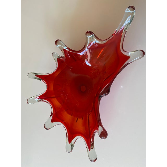 Mid-Century Modern 1960s Large Mid-Century Red Pop Art Splash Murano Glass Bowl For Sale - Image 3 of 12