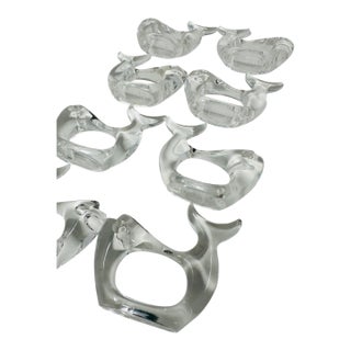 Vintage Mid Century Modern Bijan Lucite Fish Napkin Rings - Set of 8 For Sale