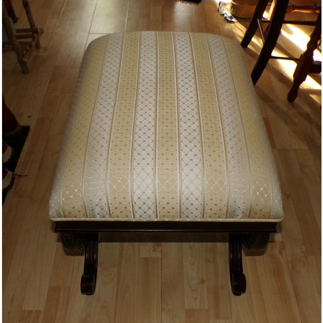 Neoclassical Casa Stradivari Neoclassical Style Curule Bench Upholstered Ottoman Stool For Sale - Image 3 of 11
