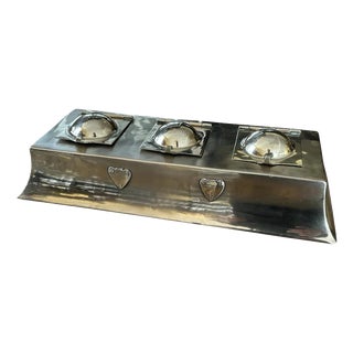 Arts & Crafts Brass Triple Inkwell attributed to C.F.A. Voysey, 1890s For Sale