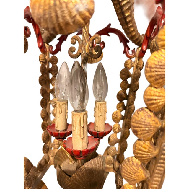 Hollywood Regency 1990s Hollywood Regency Fanciful Seaside Chandelier For Sale - Image 3 of 11