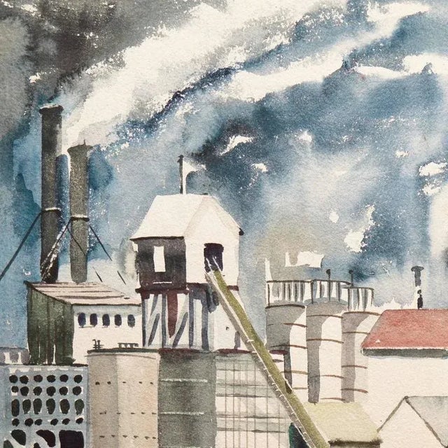 'Industrial Landscape' by Wesley Wright, Mid-Century American Modernist For Sale - Image 4 of 9