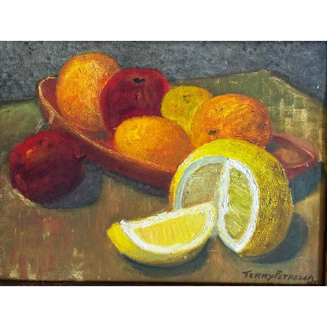 Vintage 1965 Impressionist Still Life Oil Painting of Fruit For Sale - Image 4 of 7