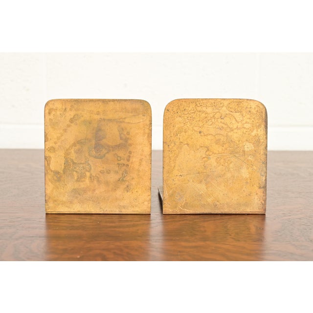 Bronze Tiffany Studios New York Zodiac Pattern Bronze Bookends, Circa 1910 For Sale - Image 8 of 11