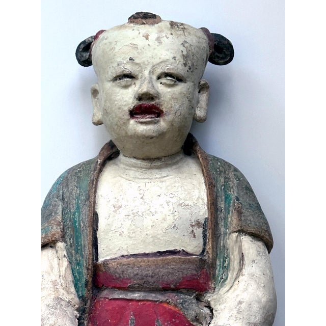 Rare Early Korean Buddhist Boy Attendant Figure Dongja Joseon Dyasty For Sale In Atlanta - Image 6 of 18
