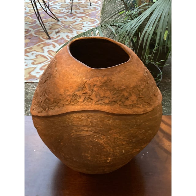 Original Hand-Thrown 1980s Stunning Clay Vessel Dramatic Brutalist Texture - Signed by Galveston Artist For Sale - Image 11 of 13