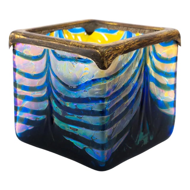 Small Glass and Brass Piece from Loetz, Vienna, Austria, 1910s For Sale