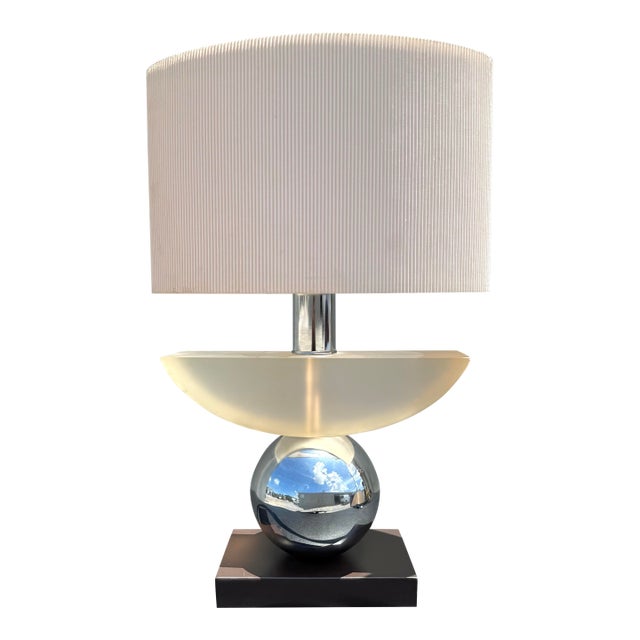 Vintage Postmodern Lucite and Chrome Lamp For Sale