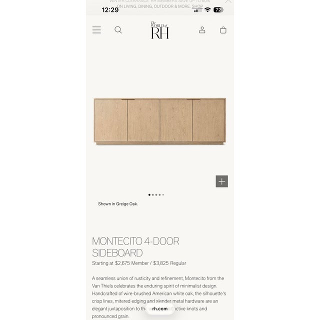 Rh Restoration Hardware 60" Montecito Sideboard For Sale - Image 11 of 12