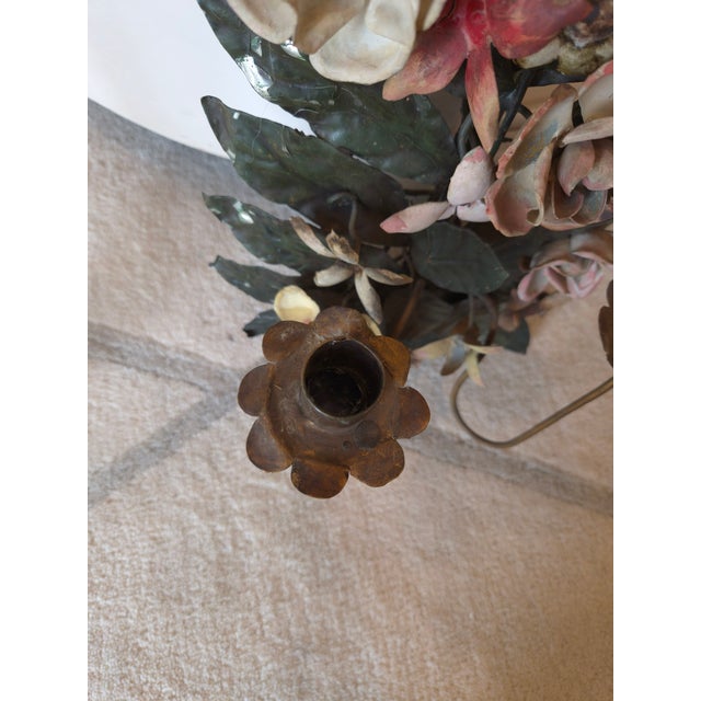 Italian Tole Flower 1940s Sconces For Sale - Image 4 of 7