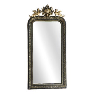 Antique French Louis Philippe Arched Carved Wall Mirror, 19th Century For Sale