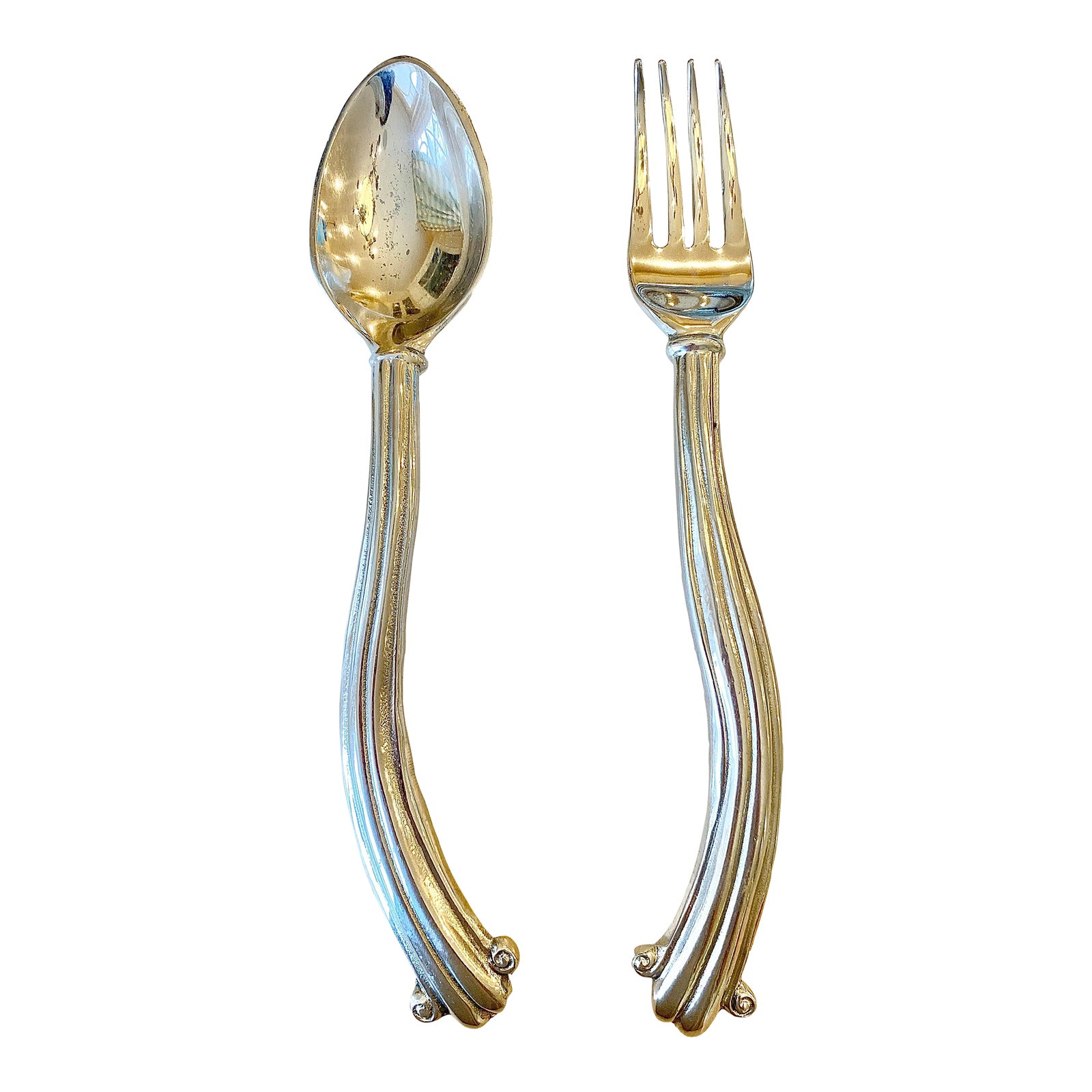 Contemporary Salad Serving Spoons a Pair Chairish