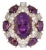 Estate 4ct Diamond Amethyst 18k Gold Large Cocktail Ring Size 5.5 For Sale